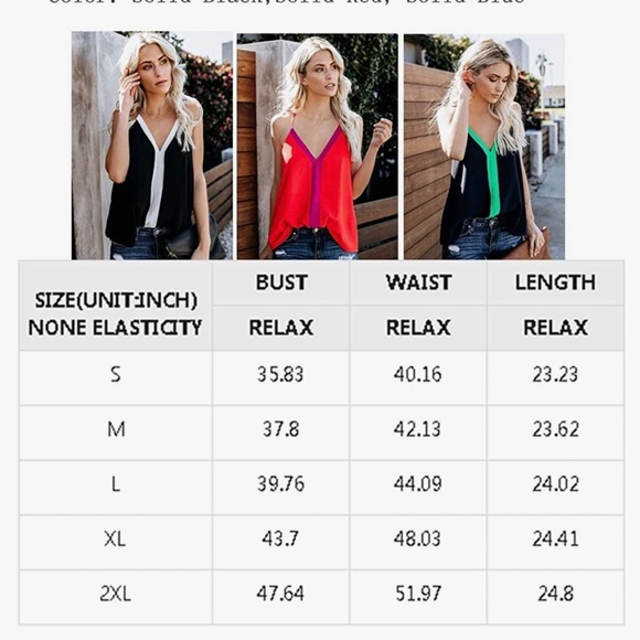 NWOT Colorblock V Neck Strappy Sleeveless Loose Fit Tank Top Size Medium - Picture 8 of 8